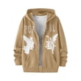 thumbnail image 4 of Sewkxo Men's Graphic Zip Up Hoodies Streetwear Jacket Letter Print Long Sleeve Sweatshirt with Pocket,Khaki 3XL, 4 of 4