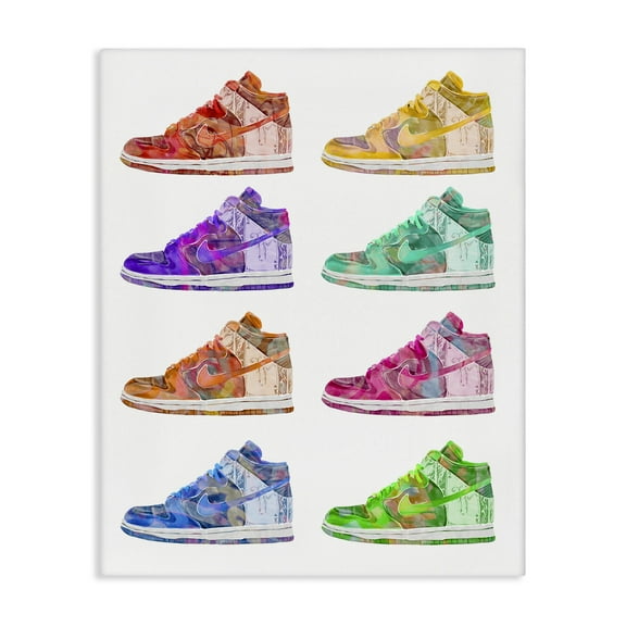 Stupell Industries Bold Rainbow Sneakers Beauty & Fashion Painting Gallery Wrapped Canvas Art Print Wall Art, 16 x 20