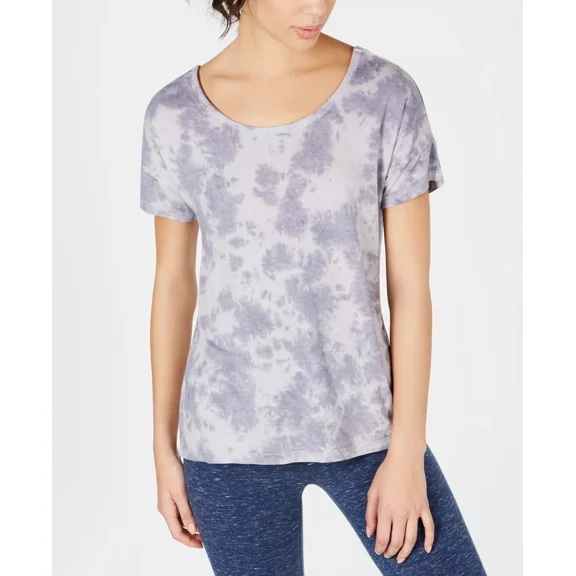 Ideology Womens Tie-Dyed Strappy-Back High-Low Hem T-Shirt, Tranquility, Medium