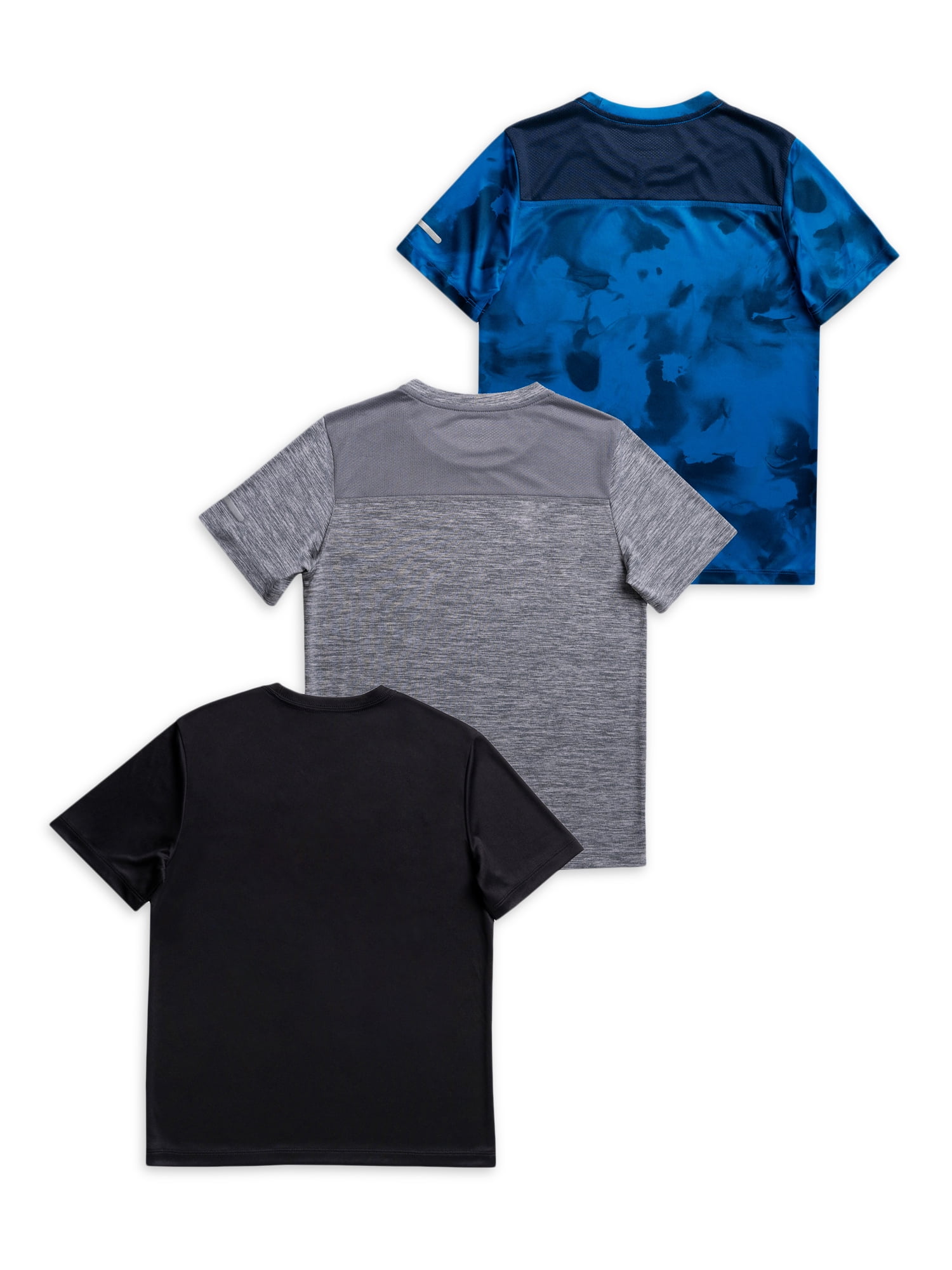 Athletic Works Boys Active Solid and Print Short Sleeve T-Shirts, 3-Pack, Sizes 4-18 & Husky