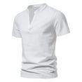 thumbnail image 2 of JTieacloth Mens Button Closure Shirt Mens Fashion Deep V Neck Short Sleeved T Shirt Elastic Bottoming Shirt Small Stand Up In Summer White L, 2 of 6