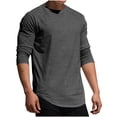thumbnail image 1 of Lovzfmll Chandail à Col Rond pour Homme, Manches Longues Décontractées, Couleur Unie, Couche de Base à Enfiler, Haut Simple pour le Confort Quotidien, Gris Foncé, L, 1 of 8