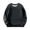 thumbnail image 4 of JUSLIO Girls Hoodie Round Neck Solid Color Hoodless Sweatshirt Unisex Pockets Long Sleeve Tops Sweatshirts Black（3 Years）, 4 of 6