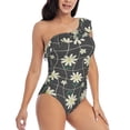 thumbnail image 5 of Balery Daisies Flowers One Shoulder Swimsuits for Women Ruffle Swimsuits Tummy Control One Shoulder Bathing Suits-Large, 5 of 8
