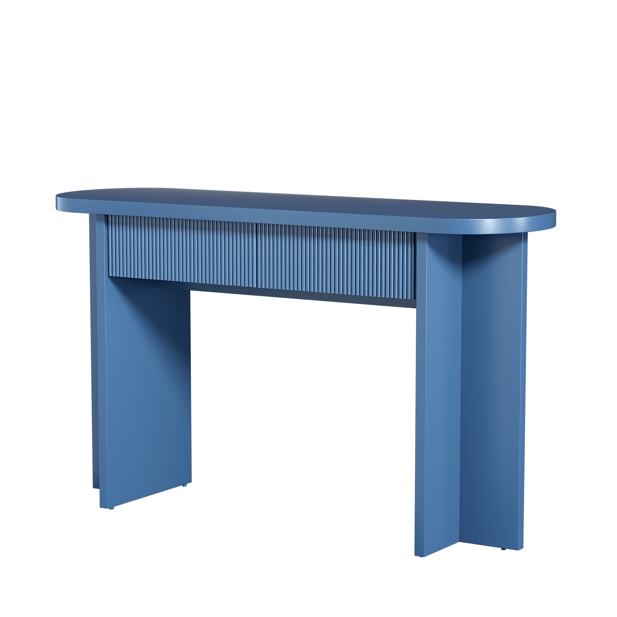 Mintazer 55" Fluted Console Table with 2 Drawers, Modern Entryway Tables with Storage, Sofa Table for Entryway Hallway Living Room, Blue