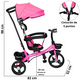 thumbnail image 4 of Triciclo Evolutivo para Niños Asiento Giratorio 360 Torreta con Luz y Sonido Bastón de Empuje Soporta Hasta 30 kg - Rosa, 4 of 7