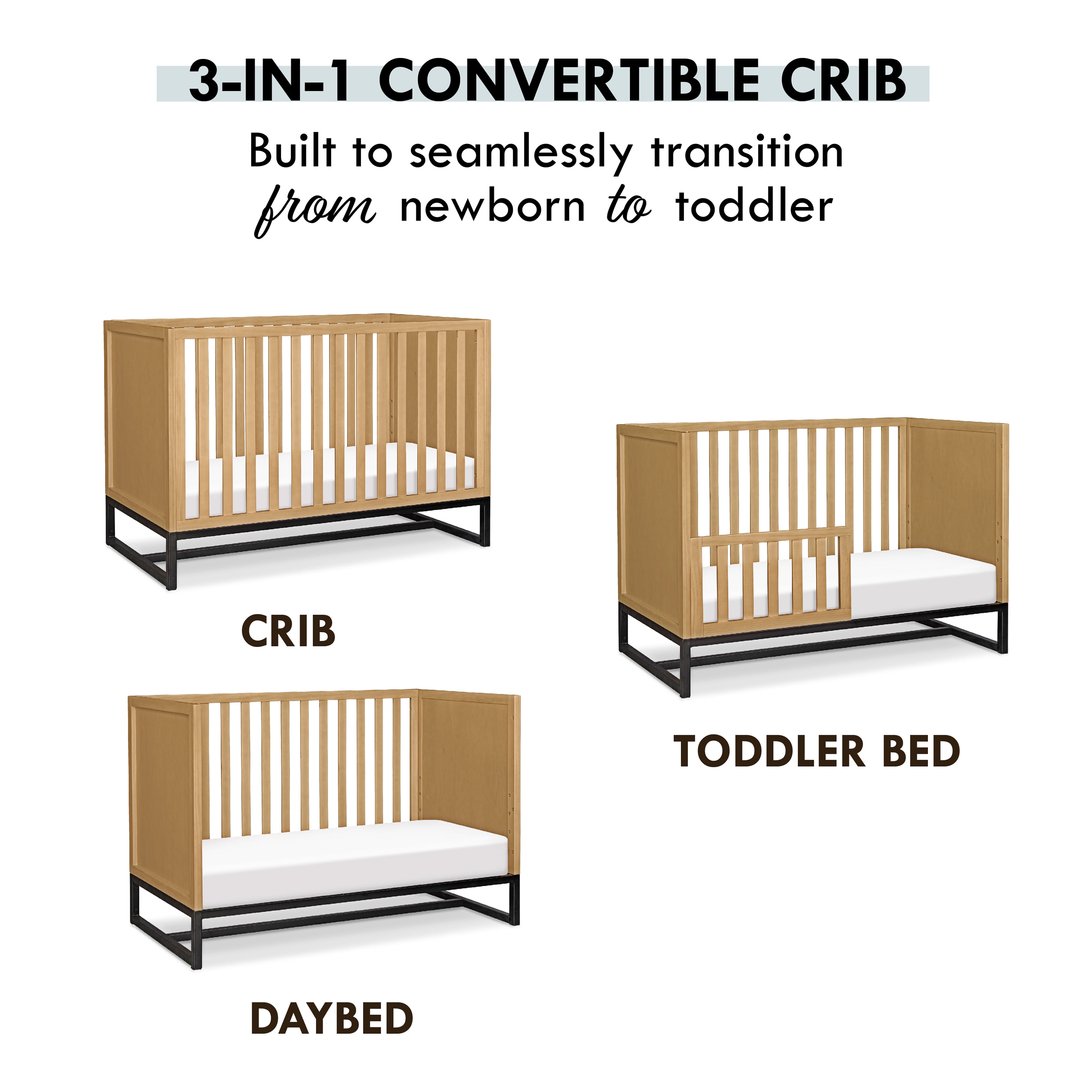 DaVinci Ryder 3-in-1 Convertible Crib in Honey