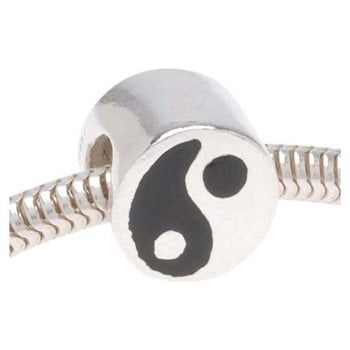 Black And White Enamel Ying Yang Charm Bead. Fits Troll, Biagi, Zable, Chamilia, And Pandora Style Charm