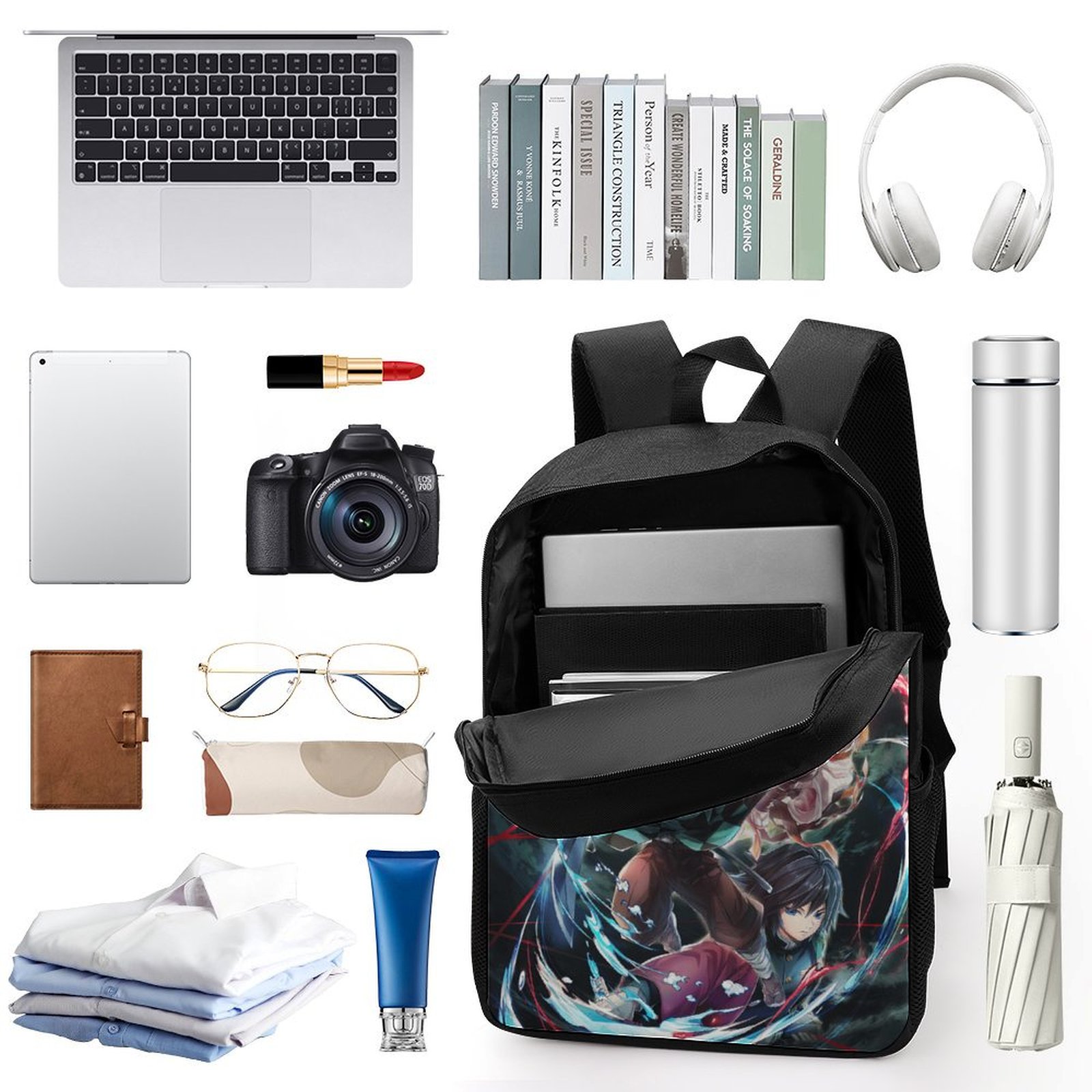 Demon Slayer Kimetsu No Yaiba Backpack for School College 17 Inch Lightweight Waterproof School Book Bag with Adjustable Straps