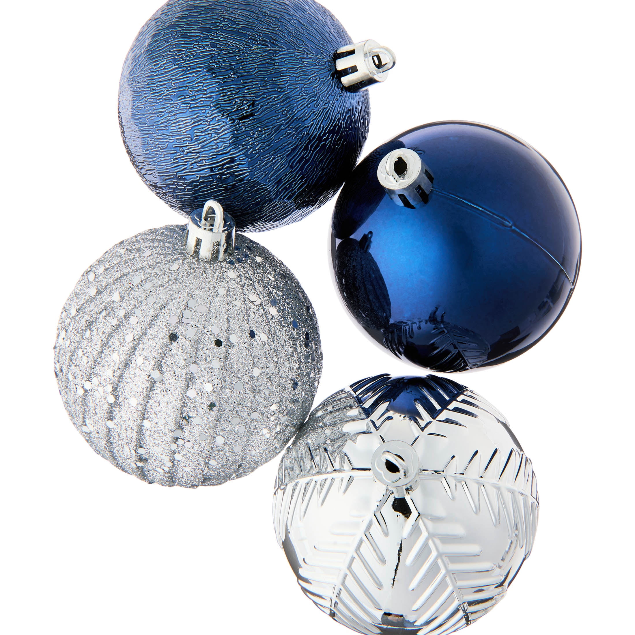 50-Count Blue and Silver Ball Shatterproof Christmas Ornaments, 3", by Holiday Time