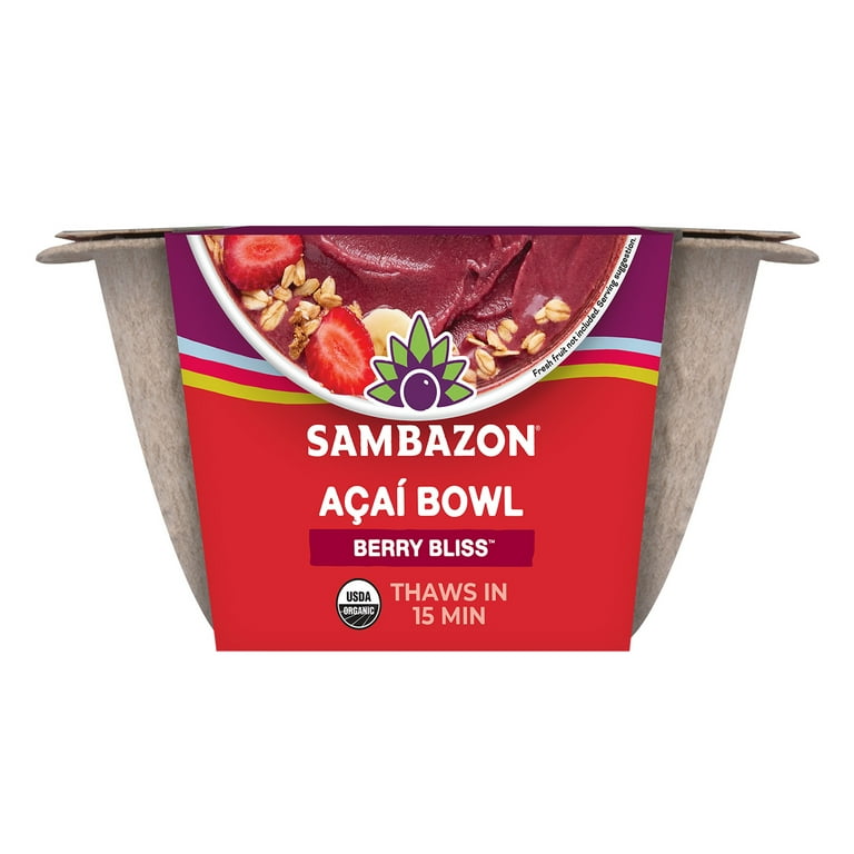 Sambazon Berry Bliss Acai Bowl, Plant-Based Meal, 6.1 oz, 1 Count (Frozen)