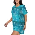 thumbnail image 2 of Kdxio Christmas Snow Print Pajamas Sets for Women Short-Sleeved Pjs with Lounge Shorts Two Piece Sleepwear S-4XL, 2 of 5