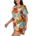 thumbnail image 3 of Womens Pajama Sets With Pocket, Fall Maple Leaves Lounge Sets Short Sleeve Sleepwear PJ Sets for Women, 3 of 6