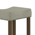 thumbnail image 5 of Nathan James Hylie Nailhead Wood Pub-Height Counter Bar Stool 29" Gray Fabric Cushion Dark Brown Finish, 5 of 7