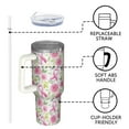 thumbnail image 4 of Pink Breast Cancer and Pioneer Flower Tumbler with Handle and Lid,40oz Double Wall Vacuum Insulated Tumbler,Cups Gift for Women and Men, 4 of 7