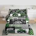 thumbnail image 2 of Tractor Bedding Set King Size Equipment Trucks Comforter Set Farmhouse Harvester Down Comforter Car Bedroom Decor Green Vehicle Quilt Set Plaid Comforter with 2 Pillowcases, Grey, 2 of 7