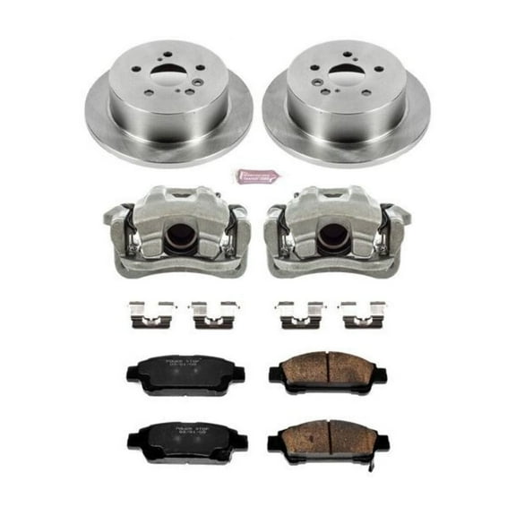 PowerStop Rear Stock Replacement Brake Pad and Rotor Kit with Calipers Fits: TOYOTA Select Models KCOE5498