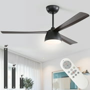 Sofucor 52 inch Farmhouse Reverse Airflow Wood Ceiling Fan With Light and Remote,Black