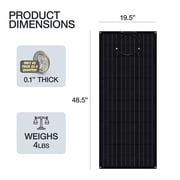 Sirius Survival 100-Watt ETFE Flexible Solar Panel – Ultra Light & Thin – Monocrystalline – All Black - 2 Pack
