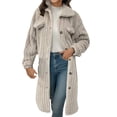 thumbnail image 1 of Women's Sweaters Trendy Solid Plush Pit Button Down Stripe Long Coat Fall Tops Winter Clothes, 1 of 8