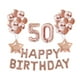 thumbnail image 1 of Juego de 37 globos decorativos de 50 años, color oro rosa, de látex natural, con lentejuelas y película de aluminio para fiesta de cumpleaños., 1 of 6