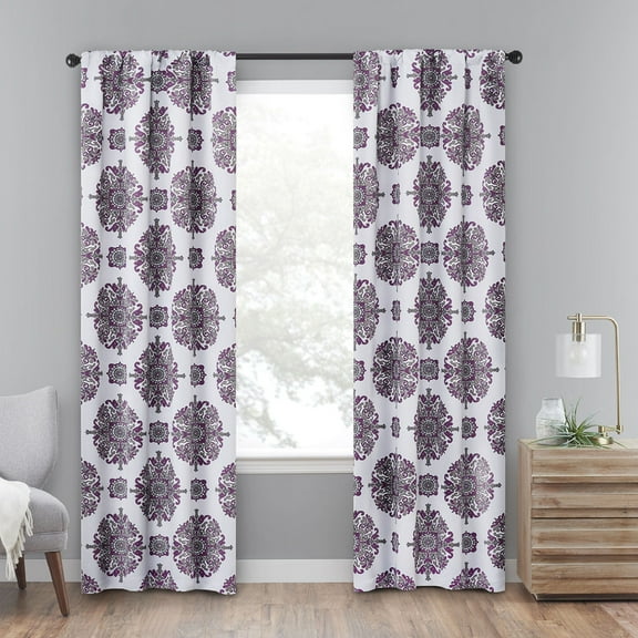 Eclipse Olivia Room Darkening Thermaweave, Rod Pocket Window Curtain Panel, 1 Panel, 37 in x 63 in, Purple