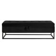 thumbnail image 3 of GZXS Modern Button Tufted Upholstered Storage Bench, Velvet Bedroom Ottoman, Entrway Shoe Bench with Metal Base, 58.6"L x 21.2"W x 18.5"H, Black, 3 of 9