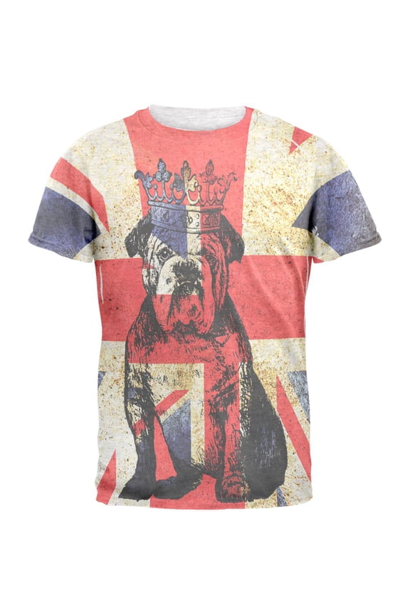 English British Bulldog Crown Grunge Flag Mens T Shirt