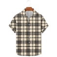 thumbnail image 5 of Mens Short Sleeve Button Down Shirts 2025 Summer Plaid Print Lapel Beach Shirts for Men Fashion Lightweight Casual Work Shirts, 5 of 5