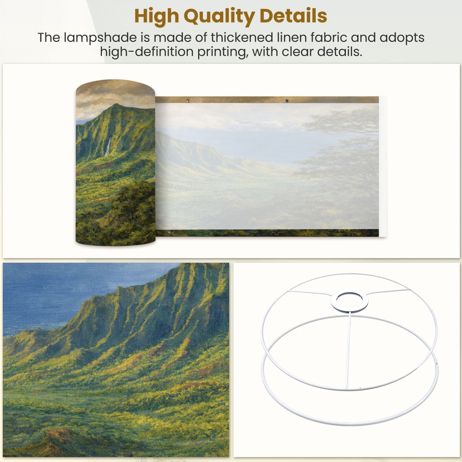 Lampshades 2 Pack Island Hawaii Waterfall 13"x13"x10" Light Shade for Table Lamps Floor Lamp Shades Lampshade Replacement Easy Assembly