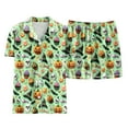 thumbnail image 5 of Halloween Pajama Set for Women 2025 Graphic Button Up Sleepwears Ladies Ctue 2 Piece Top and Shorts Pjs Sets - Short Sleeve V Neck, 5 of 5