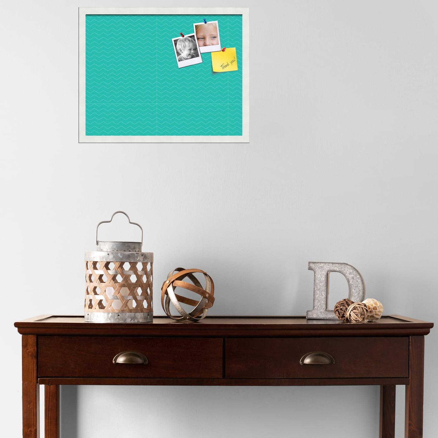 PinPix ArtToFrames 20x15 Custom Cork Bulletin Board    Poster Board Has a Fabric Style Canvas Finish, Framed in Satin White Frame (PinPix-650)