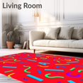 thumbnail image 2 of ODIKA 5'x7' Machine Washable Non-Slip Area Rug, Playful Tracks and Letters with Artistic Train Route Animated Alphabet High Traffic Rug with Pad, Red, 695143, 2 of 8