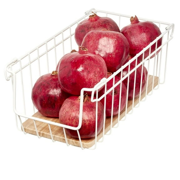 iDesign, Open Front Wood and Wire Basket, White