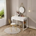 thumbnail image 6 of Lufeiya Small White Desk with Drawers - for Bedroom, 32 Inch Home Office Computer Desk with Fabric Storage Drawer and Bag, Study Writing Table for Small Spaces, White, 6 of 9