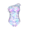 thumbnail image 4 of Yiaed Rainbow Scales Print Women One Piece Swimsuits Tummy Control One Shoulder Bathing Suits Pattern Ruffle Swimwear-XX-Large, 4 of 8