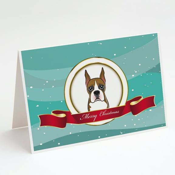 Boxer Merry Christmas Greeting Cards and Envelopes Pack of 8