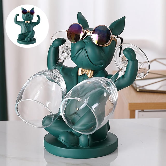Creative Rack Bottle Holder Sculpture Dog Sculpture Estatua Decorativa para Cafe Bar Hotel Cocina Decoración de Decoració Verde perfecl soporte para vino debajo del gabinete