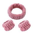 thumbnail image 1 of El juego de lavado de cara con diadema de spa reutilizable incluye 1 diadema de microfibra, 2 muñequeras para mujeres y niñas, evita que el líquido se Rosa oscuro Salvador diadema de lavado de cara, 1 of 7