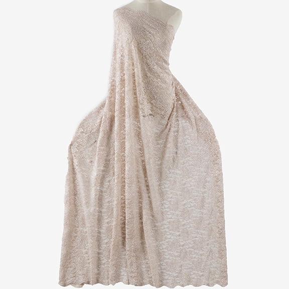 Zelouf Laurel Floral Scallop Glitter Lace , Sewing, DIY, Crafts Fabric by the Yard, Champagne Allur, 3 Yard