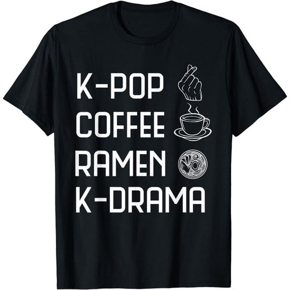 K-Pop Coffee Ramen K-Drama Funny Korean Girl Boy Band Hangul T-Shirt