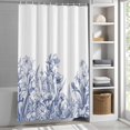 thumbnail image 3 of Floral Plant Fabric Shower Curtain Flowers Blue Washable Shower Curtains for Bathroom, Waterproof Bath Curtain with Hooks Home Decor 72x84in, 3 of 8