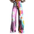thumbnail image 2 of Women's Casual Pants 2025 New Summer Flower Wide Leg Pants Lightweight And Loose Casual Colorful Pants Imitation Jeans,Pink Women's Casual Pants XXXXL, 2 of 4