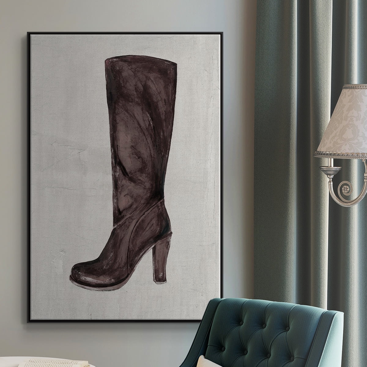 The Shoe Fits III V1 Framed Premium Gallery Wrapped Canvas - Ready to Hang - 25 x 37 - Black Floating Frame