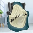 thumbnail image 4 of Christmas Soft Flannel Fleece Throw Blanket, Santa Claus Silhouette Riding a Sleigh with Deers in Front of Moon, Cozy Plush for Indoor and Outdoor Use, 60" x 80", Cream Night Blue Black, by Ambesonne, 4 of 5