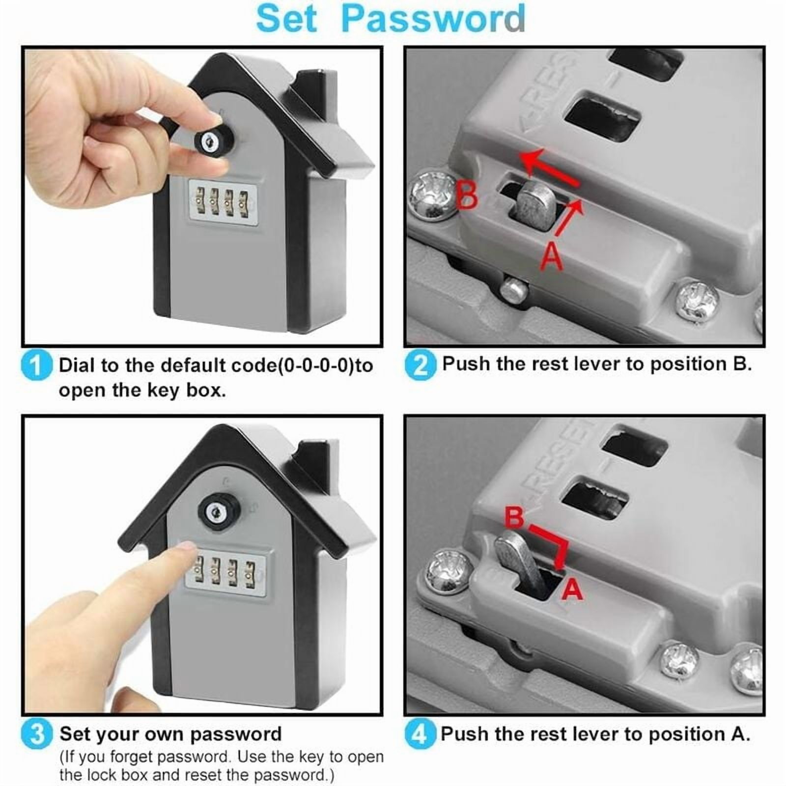 Wall Mounted Key Safe Box with Digital Code & Emergency Keys, Large Key Safe Box XL Size Outdoor Key Safe for Home, Office, Factory, Garages (Silver)