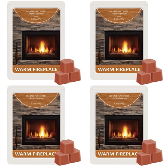 LA BELLEFÉE Warm Fireplace Scented Wax Melts, 4 Pack Long Lasting Wax Cubes for Warmers