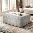thumbnail image 5 of 39" x 30" Large Oversized Ottoman, Rectangle Floor Bench Plush Corduroy Footrest for sofa, Extra Seating for Living Room, No Assembly, 5 of 6