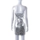 thumbnail image 5 of Vestido Sin Tirantes Vestido plateado de PU con abertura tipo bandeau Kuymtek para Mujer Plata T S, 5 of 9