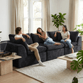 thumbnail image 5 of 108'' Chenille Sectional Sofa, Modern Boneless Cloud Couch with Deep Seat, 3 Seater Modular Sofa for Living Room, No Assembly Required, Black, 5 of 8